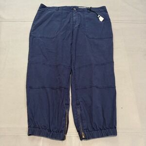 New Anthropologie Pistola Navy Cargo Jogger Pant Crop Ankle 33x22 Parachute 5313